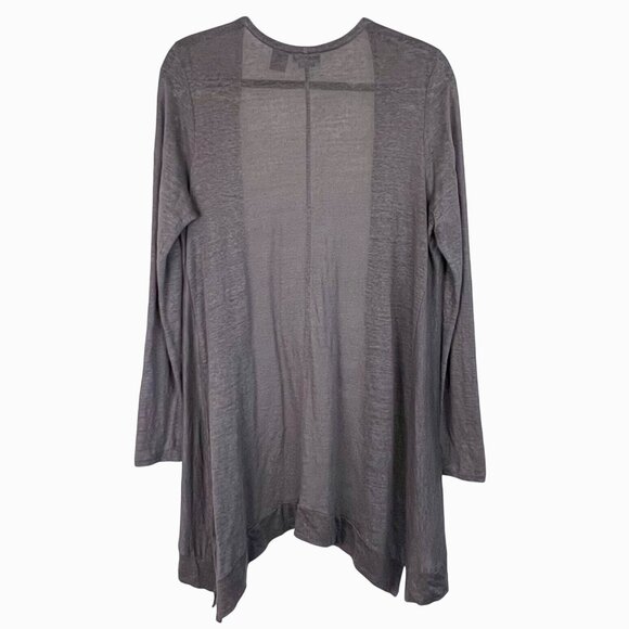 Tahari Womens Size Medium Lightweight Open Front Cardigan Gray 100% Linen EUC - Picture 2 of 14